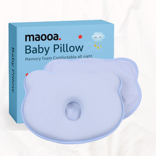 maooa™ Memory Foam Baby Pillow with Washable Cover – Blue