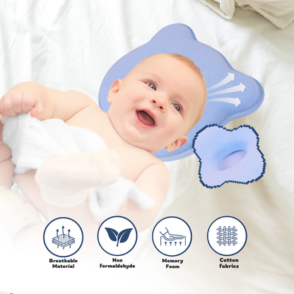 maooa™ Premium Memory Foam Baby Pillow – Blue
