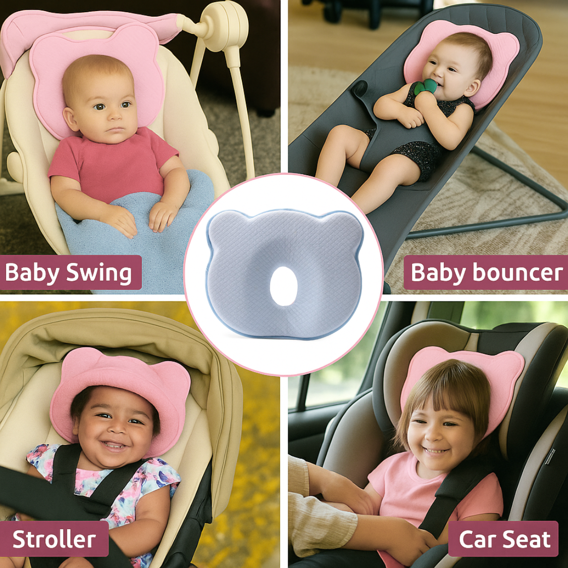 maooa™ Memory Foam Baby Pillow – Blue