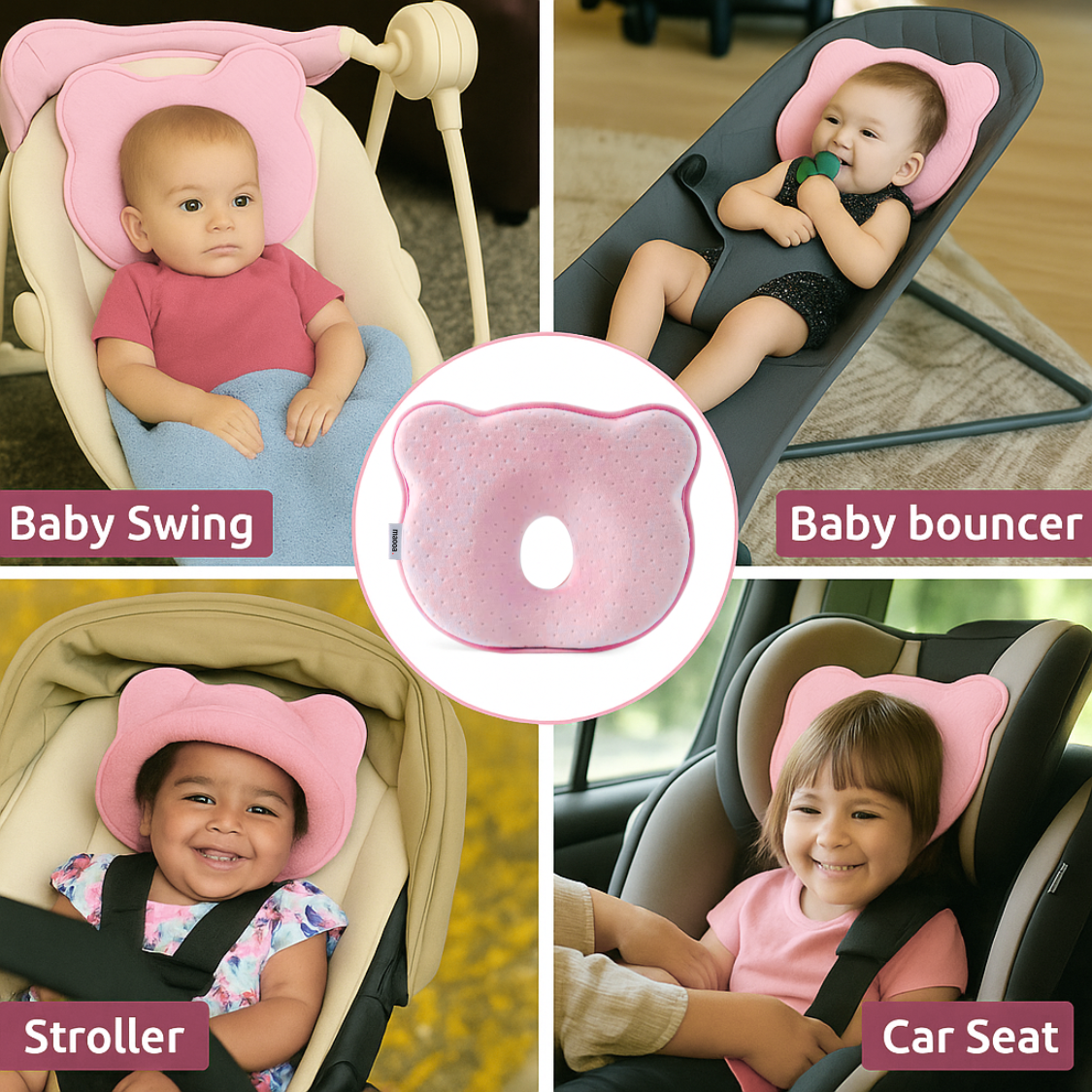 maooa™ Premium Memory Foam Baby Pillow – Pink