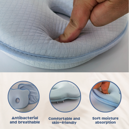 maooa™ Memory Foam Baby Pillow with Washable Cover – Blue