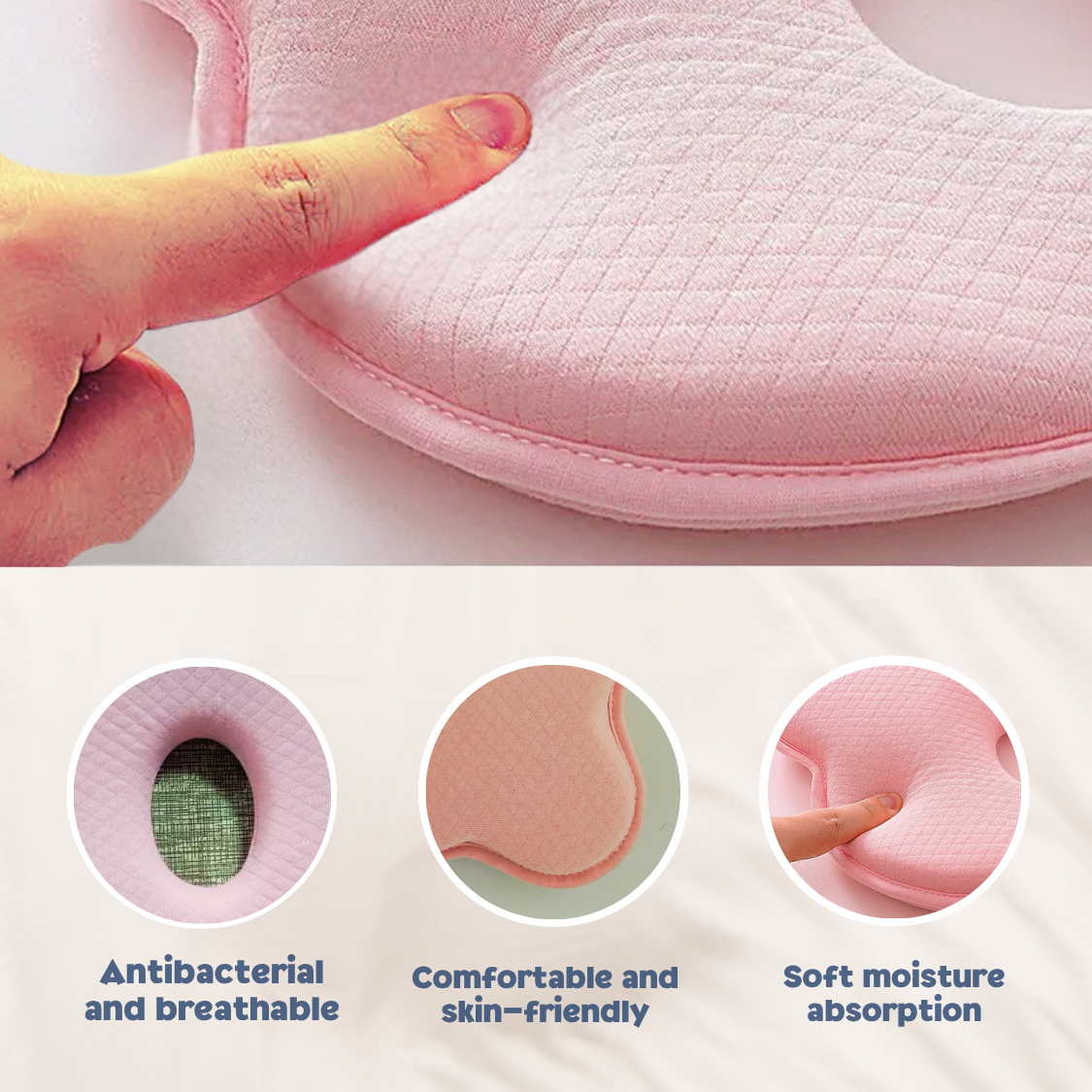 maooa™ Memory Foam Baby Pillow – Pink