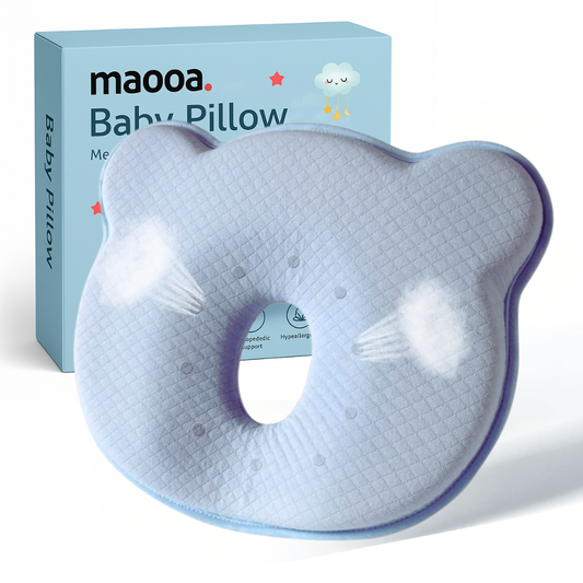 maooa™ Memory Foam Baby Pillow – Blue