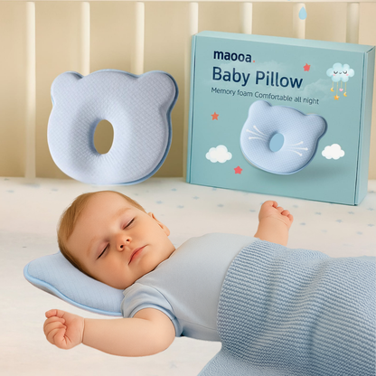 maooa™ Memory Foam Baby Pillow – Blue