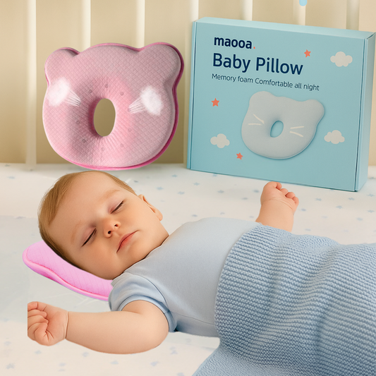 maooa™ Memory Foam Baby Pillow – Pink