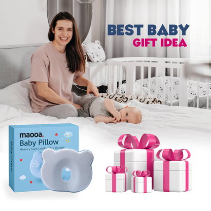 maooa™ Memory Foam Baby Pillow – Blue