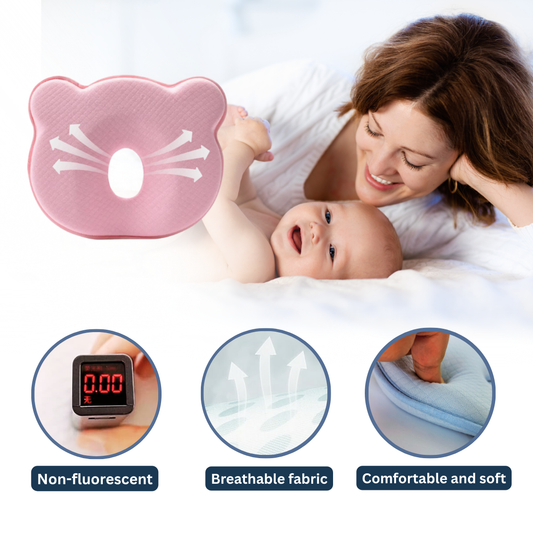 maooa™ Memory Foam Baby Pillow with Washable Cover – Pink