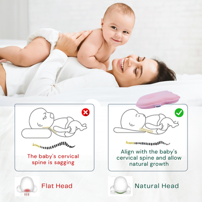 maooa™ Memory Foam Baby Pillow – Pink